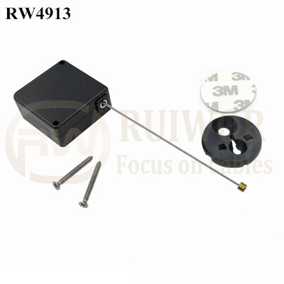 RW4913 Square Ratcheting Retractable Tether Plus Pause Function Plus Dia 30MMx5.5MM Circular Adhesive ABS Block