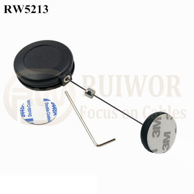 RW5213 Round Anti Theft Retractor Plus Dia 30MMx5.5MM Circular Adhesive ABS Block