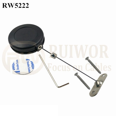 RW5222 Round Anti Theft Retractor Plus 10x31MM Two Screw Perforated Oval Metal Plate Connector Installed By Screw