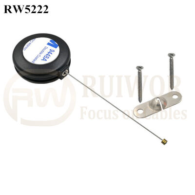 RW5222 Round Anti Theft Retractor Plus 10x31MM Two Screw Perforated Oval Metal Plate Connector Installed By Screw