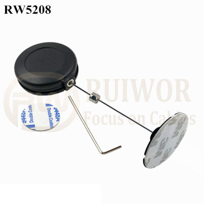 RW5208 Round Anti Theft Retractor Plus Dia 38mm Circular Sticky Flexible ABS Plate