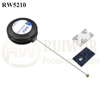 RW5210 Round Anti Theft Retractor Plus 25X15mm Rectangular Adhesive ABS Plate