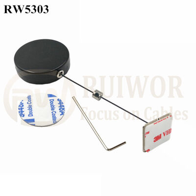 RW5303 Round Security Display Tether Plus 35X22mm Rectangular Adhesive Metal Plate