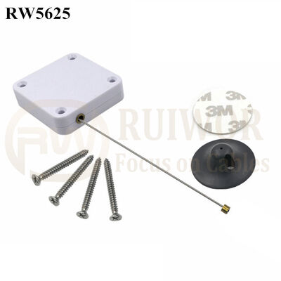RW5625 Square Heavy Duty Retractable Cable Plus Dia 38mm Circular Adhesive Plastic Plate