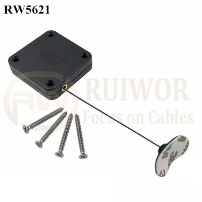 RW5621 Square Heavy Duty Retractable Cable Plus 33X19MM Oval Sticky Flexible Plate