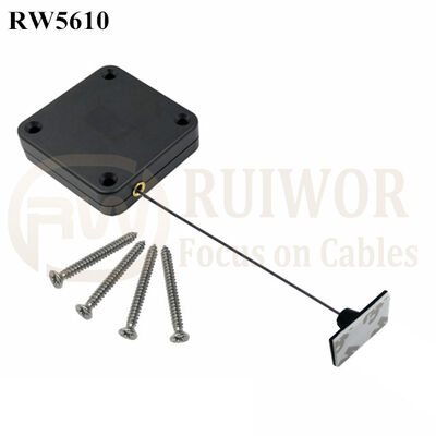 RW5610 Square Heavy Duty Retractable Cable Plus 25X15mm Rectangular Adhesive ABS Plate