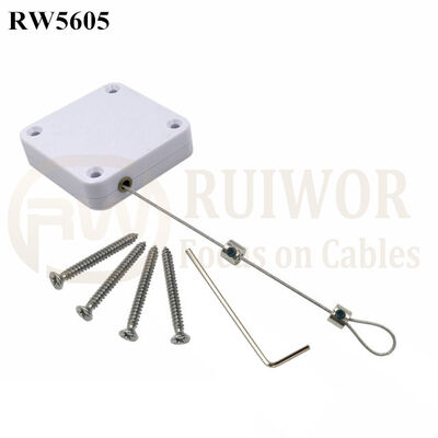RW5605 Square Heavy Duty Retractable Cable Plus Adjustalbe Lasso Loop By Small Lock And Allen Key Forces MAX 2.5LB Longest 6M