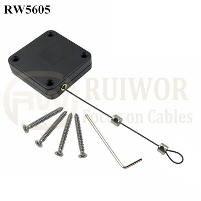 RW5605 Square Heavy Duty Retractable Cable Plus Adjustalbe Lasso Loop By Small Lock And Allen Key Forces MAX 2.5LB Longest 6M