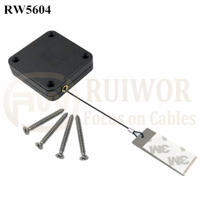 RW5604 Square Heavy Duty Retractable Cable Plus 45X19mm Rectangular Sticky Metal Plate