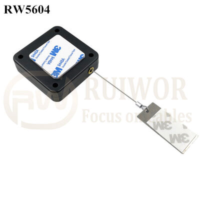 RW5604 Square Heavy Duty Retractable Cable Plus 45X19mm Rectangular Sticky Metal Plate