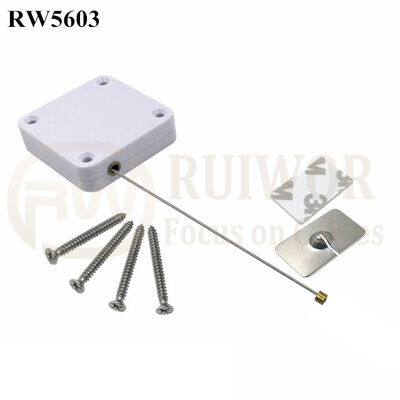 RW5603 Square Heavy Duty Retractable Cable Plus 35X22mm Rectangular Adhesive Metal Plate