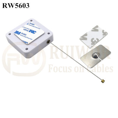 RW5603 Square Heavy Duty Retractable Cable Plus 35X22mm Rectangular Adhesive Metal Plate