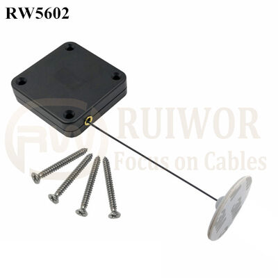 RW5602 Square Heavy Duty Retractable Cable Plus Dia 30mm Circular Adhesive ABS Plate Cable Thickest 2.5MM Longest 600CM