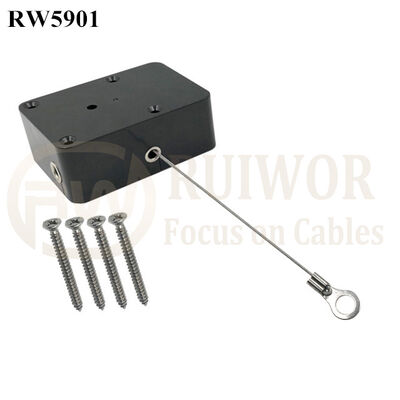 RW5901 Cuboid Heavy Duty Retractable Tether Ratchet Function Optional With Ring Terminal Inner Hole 3mm 4mm 5mm For Option