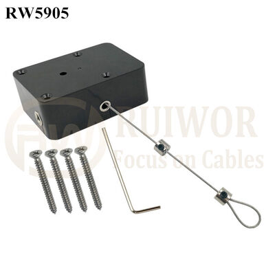 RW5905 Cuboid Heavy Duty Retractable Tether Stop Function Optional Plus Adjustalbe Lasso Loop End By Small Lock And Allen Key