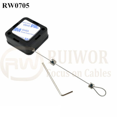 RW0705 Câble rétractable carré plus boucle lasso réglable avec petite serrure et clé Allen