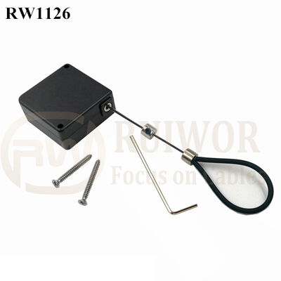 RuiWor RW1126 boîte de traction de sécurité carrée boîte de traction antivol avec raccord d'extrémité en boucle pour le positionnement des produits de vente au détail