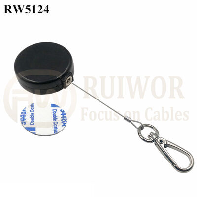 RW5124 Mini-Rétracteur Anti-Perte Rond Plus Crochet Porte-Clés